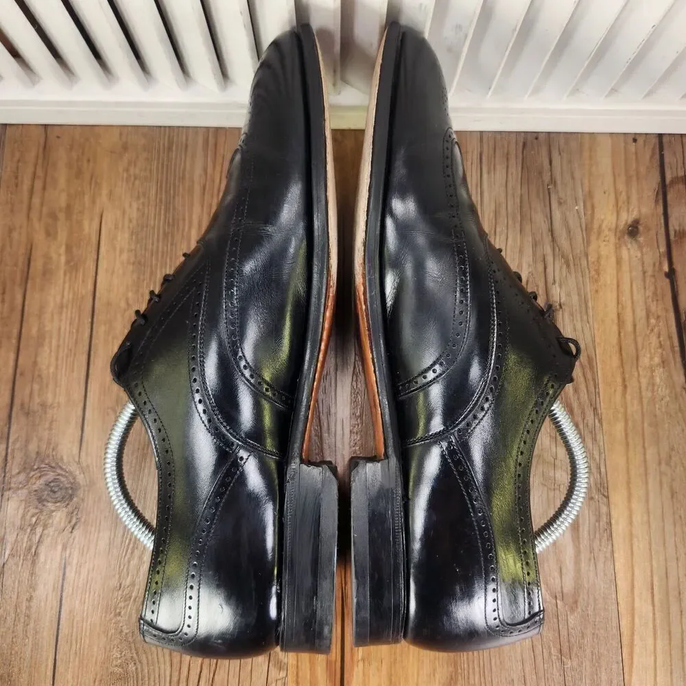 VTG Johnston Murphy Aristocraft Wingtip Oxfords Mens Sz 10 D Black Leather Shoes